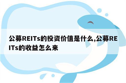 公募REITs的投资价值是什么,公募REITs的收益怎么来