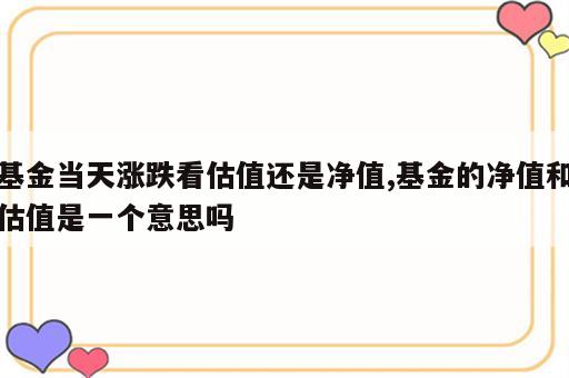 基金当天涨跌看估值还是净值,基金的净值和估值是一个意思吗