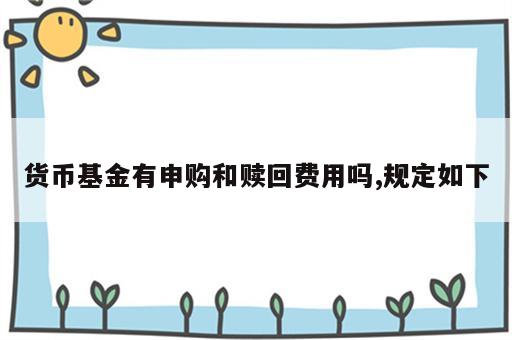 货币基金有申购和赎回费用吗,规定如下