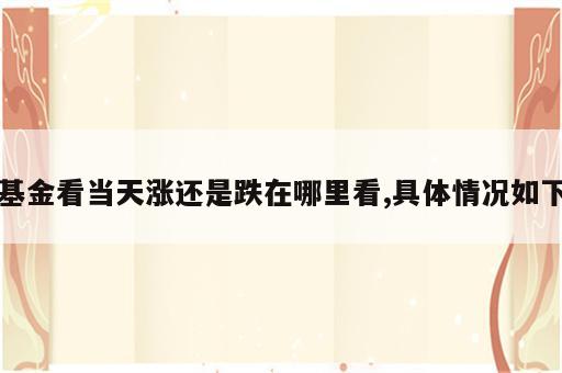 基金看当天涨还是跌在哪里看,具体情况如下