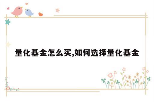 量化基金怎么买,如何选择量化基金