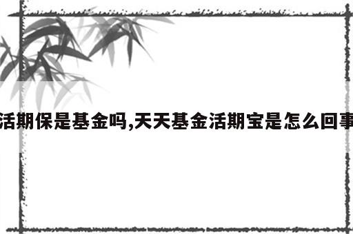 活期保是基金吗,天天基金活期宝是怎么回事