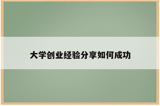 大学创业经验分享如何成功