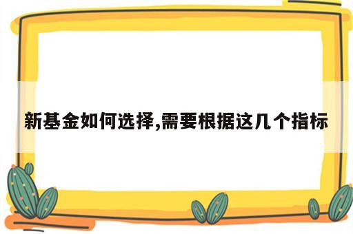 新基金如何选择,需要根据这几个指标