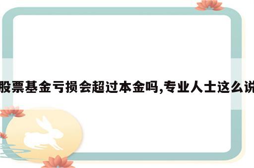 股票基金亏损会超过本金吗,专业人士这么说