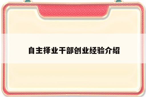 自主择业干部创业经验介绍