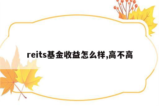 reits基金收益怎么样,高不高