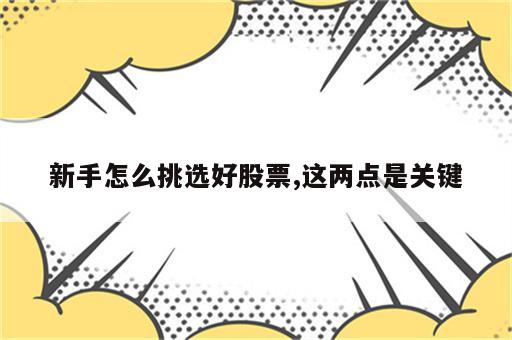 新手怎么挑选好股票,这两点是关键