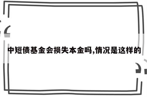 中短债基金会损失本金吗,情况是这样的