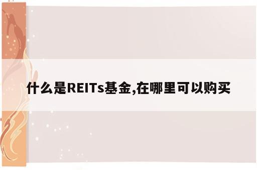 什么是REITs基金,在哪里可以购买