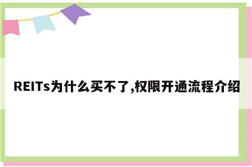 REITs为什么买不了,权限开通流程介绍