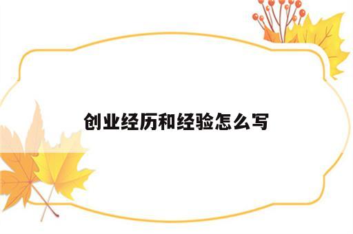 创业经历和经验怎么写