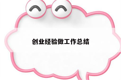 创业经验做工作总结