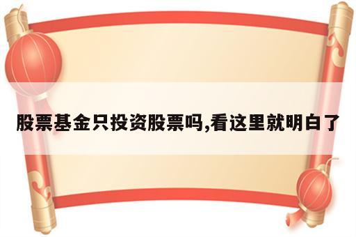 股票基金只投资股票吗,看这里就明白了