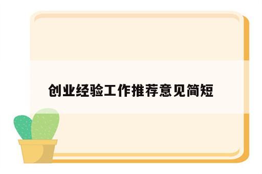 创业经验工作推荐意见简短