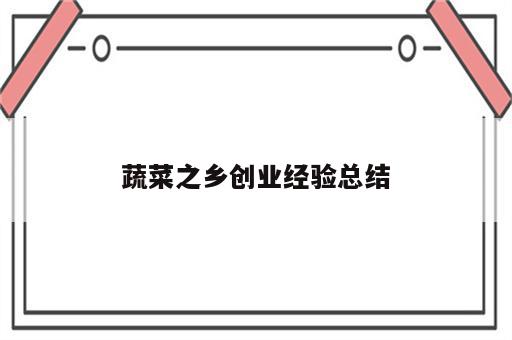 蔬菜之乡创业经验总结