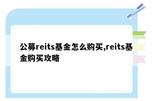 公募reits基金怎么购买,reits基金购买攻略