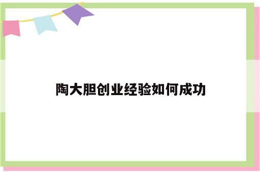 陶大胆创业经验如何成功