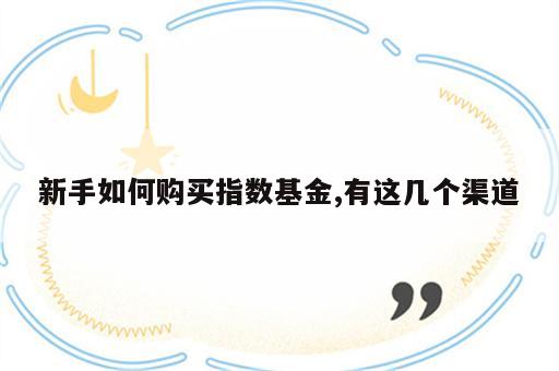 新手如何购买指数基金,有这几个渠道