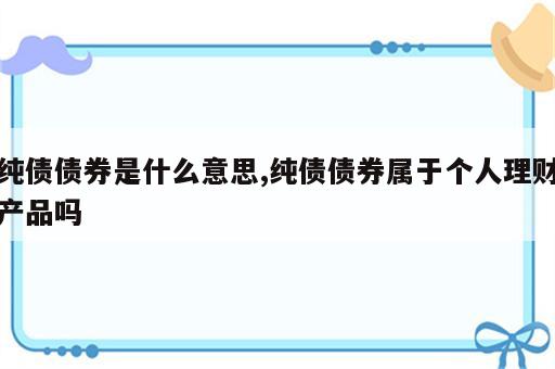 纯债债券是什么意思,纯债债券属于个人理财产品吗