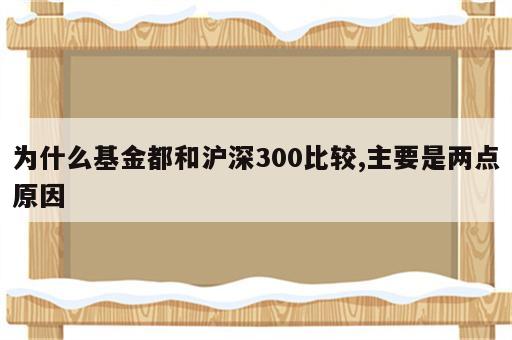 为什么基金都和沪深300比较,主要是两点原因