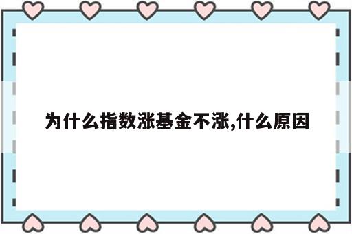 为什么指数涨基金不涨,什么原因