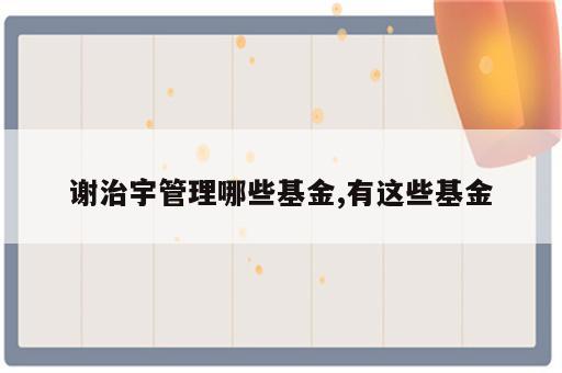 谢治宇管理哪些基金,有这些基金