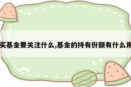 买基金要关注什么,基金的持有份额有什么用