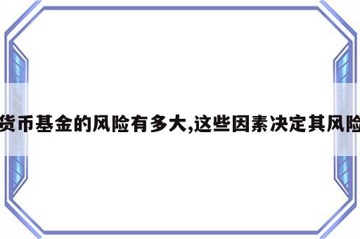 货币基金的风险有多大,这些因素决定其风险