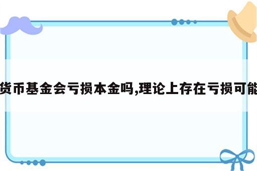 货币基金会亏损本金吗,理论上存在亏损可能