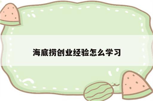 海底捞创业经验怎么学习