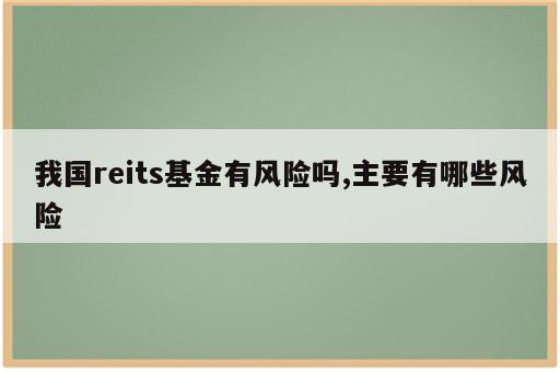我国reits基金有风险吗,主要有哪些风险