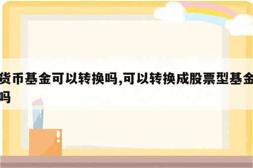 货币基金可以转换吗,可以转换成股票型基金吗