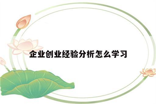 企业创业经验分析怎么学习