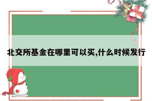 北交所基金在哪里可以买,什么时候发行