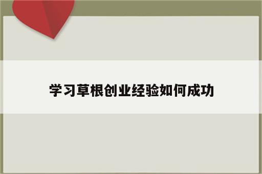 学习草根创业经验如何成功