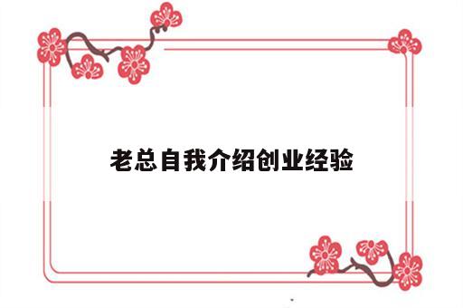 老总自我介绍创业经验