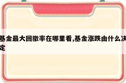 基金最大回撤率在哪里看,基金涨跌由什么决定