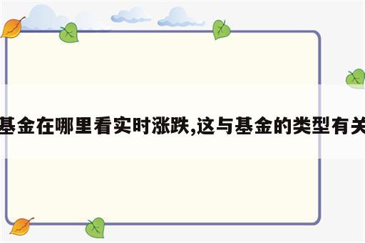 基金在哪里看实时涨跌,这与基金的类型有关