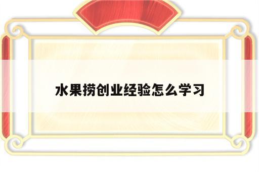 水果捞创业经验怎么学习
