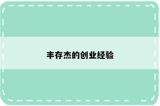 丰存杰的创业经验