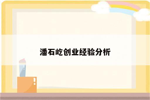 潘石屹创业经验分析