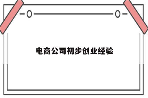 电商公司初步创业经验