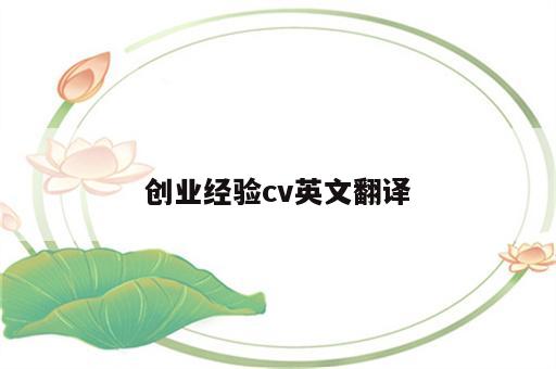 创业经验cv英文翻译