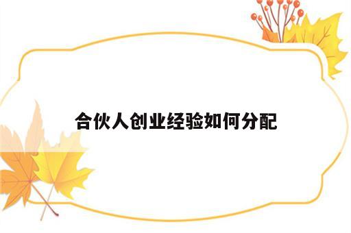 合伙人创业经验如何分配
