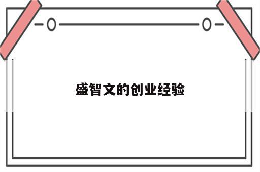 盛智文的创业经验