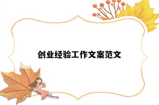创业经验工作文案范文