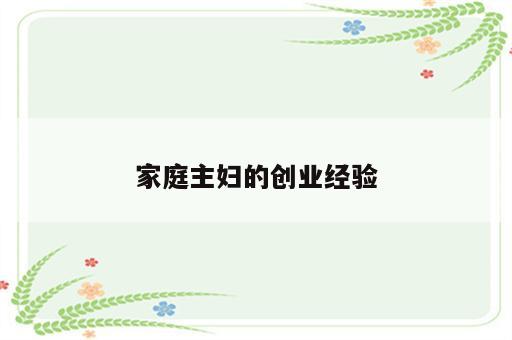 家庭主妇的创业经验