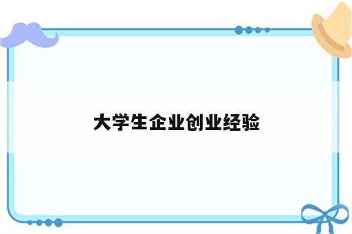 大学生企业创业经验