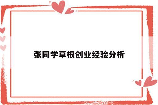 张同学草根创业经验分析